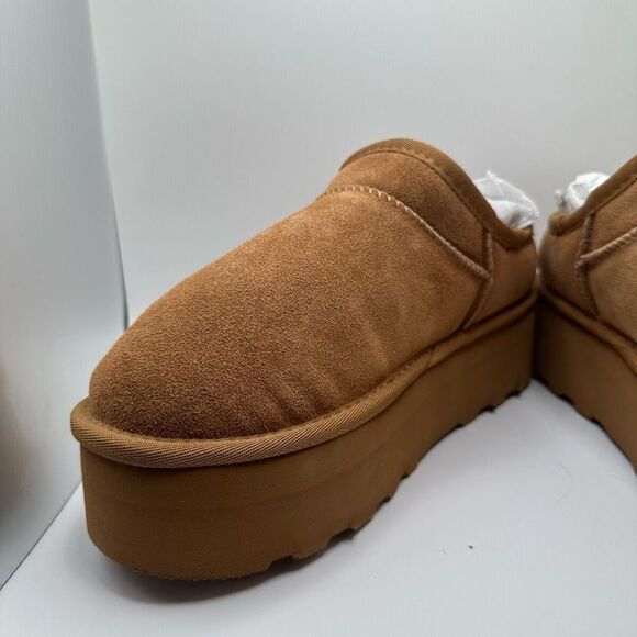 CUSHIONAIRE Women's Genuine Suede Cozy Mule Platform +Memory Foam 8.5 CHESTNUT - Picture 7 of 7